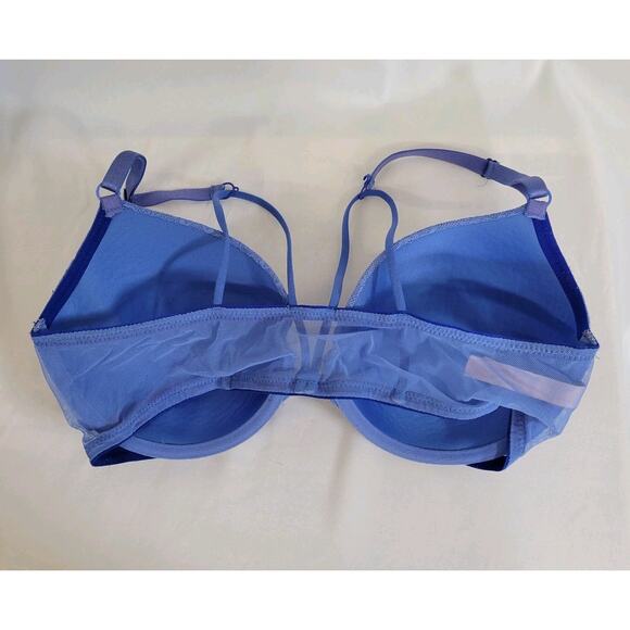 Victoria's Secret 2 Sexy Tee Blue Lined & Pink Push Up Lace Underwire Bras 36D - Picture 7 of 9